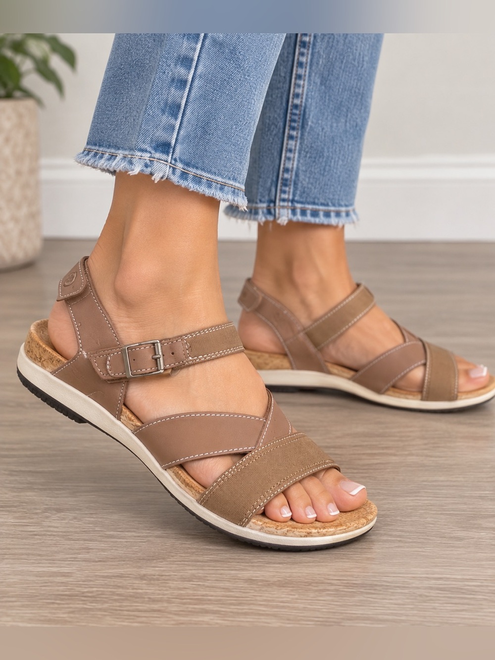 Spenco Women’s Size 8 Tan Orthotic Comfort Sandals Arch Support Adjustable